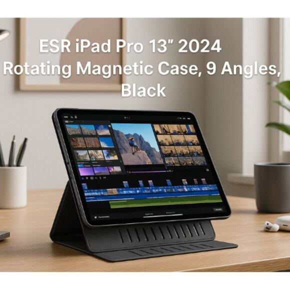 🆕 ESR iPad Pro 13" 2024 Rotating Magnetic Case, 9 Angles, Black New in Open Box - Picture 1 of 3